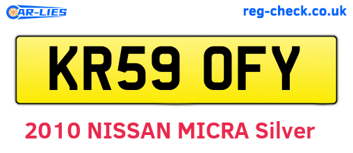 KR59OFY are the vehicle registration plates.