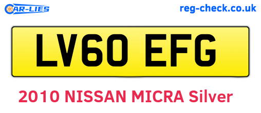 LV60EFG are the vehicle registration plates.