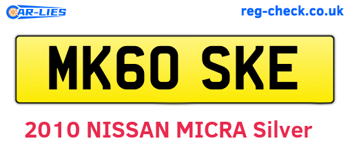 MK60SKE are the vehicle registration plates.