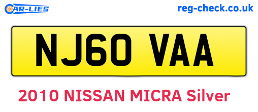 NJ60VAA are the vehicle registration plates.