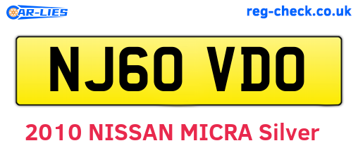 NJ60VDO are the vehicle registration plates.