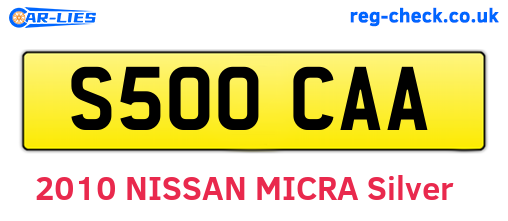 S500CAA are the vehicle registration plates.