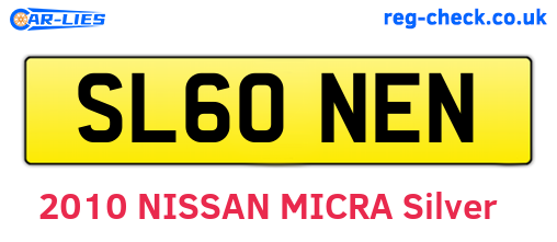 SL60NEN are the vehicle registration plates.