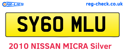 SY60MLU are the vehicle registration plates.