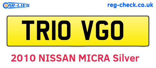 TR10VGO are the vehicle registration plates.