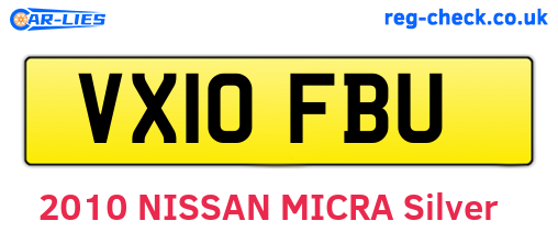 VX10FBU are the vehicle registration plates.