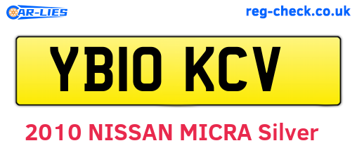 YB10KCV are the vehicle registration plates.