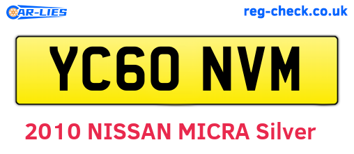 YC60NVM are the vehicle registration plates.
