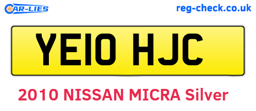 YE10HJC are the vehicle registration plates.