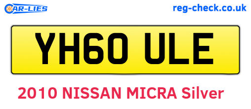 YH60ULE are the vehicle registration plates.
