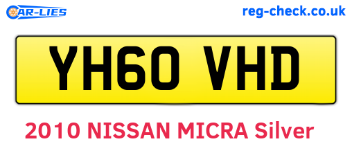YH60VHD are the vehicle registration plates.