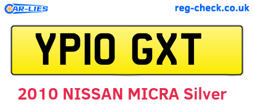 YP10GXT are the vehicle registration plates.