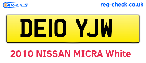 DE10YJW are the vehicle registration plates.