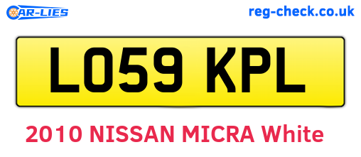 LO59KPL are the vehicle registration plates.