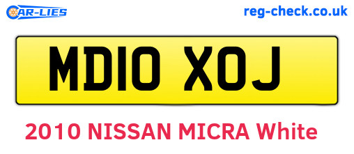 MD10XOJ are the vehicle registration plates.