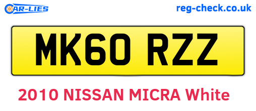 MK60RZZ are the vehicle registration plates.