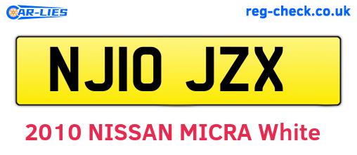 NJ10JZX are the vehicle registration plates.