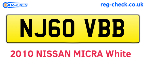 NJ60VBB are the vehicle registration plates.