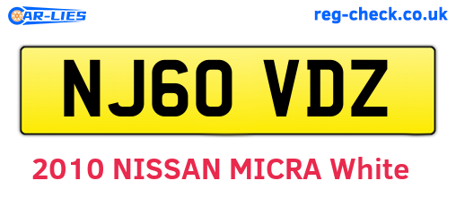 NJ60VDZ are the vehicle registration plates.