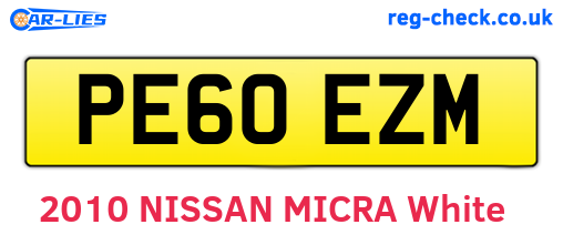 PE60EZM are the vehicle registration plates.