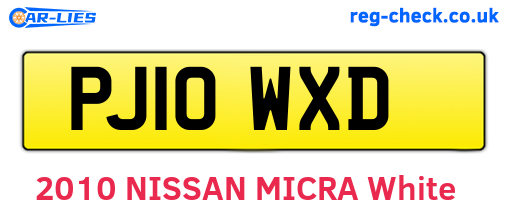 PJ10WXD are the vehicle registration plates.