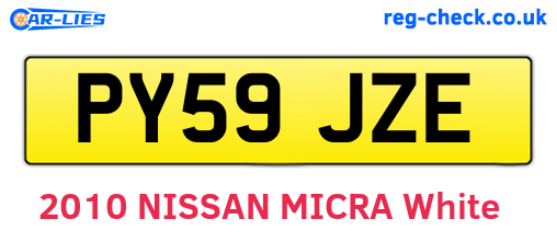 PY59JZE are the vehicle registration plates.