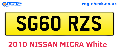 SG60RZS are the vehicle registration plates.
