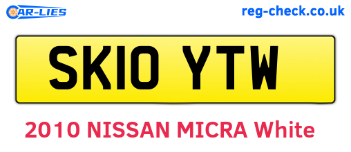 SK10YTW are the vehicle registration plates.