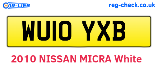 WU10YXB are the vehicle registration plates.