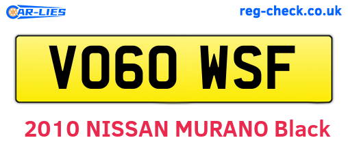 VO60WSF are the vehicle registration plates.