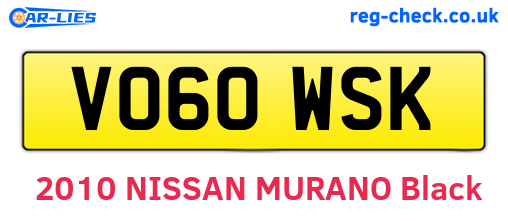 VO60WSK are the vehicle registration plates.