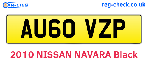AU60VZP are the vehicle registration plates.