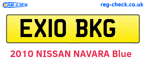 EX10BKG are the vehicle registration plates.