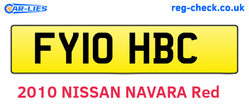 FY10HBC are the vehicle registration plates.