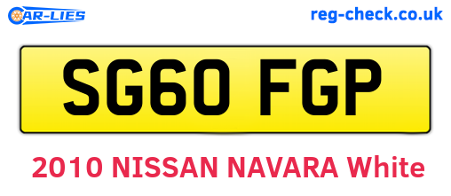 SG60FGP are the vehicle registration plates.