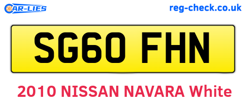 SG60FHN are the vehicle registration plates.