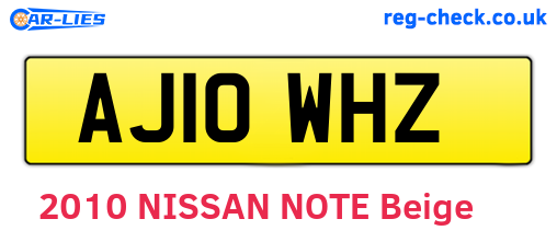 AJ10WHZ are the vehicle registration plates.