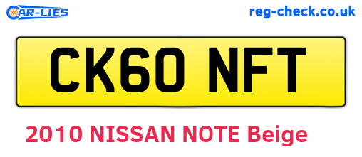 CK60NFT are the vehicle registration plates.