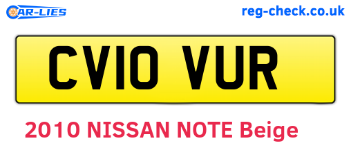 CV10VUR are the vehicle registration plates.