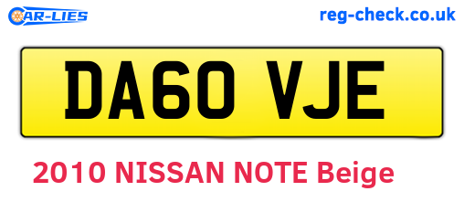 DA60VJE are the vehicle registration plates.