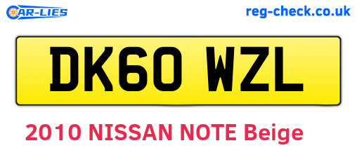 DK60WZL are the vehicle registration plates.