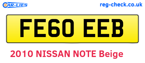 FE60EEB are the vehicle registration plates.