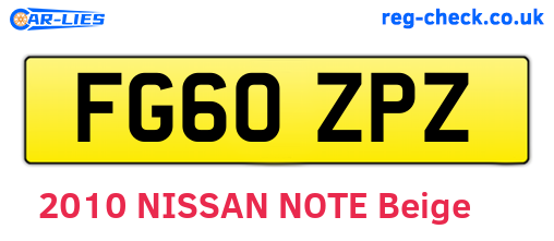 FG60ZPZ are the vehicle registration plates.