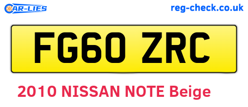 FG60ZRC are the vehicle registration plates.