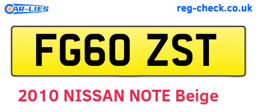 FG60ZST are the vehicle registration plates.