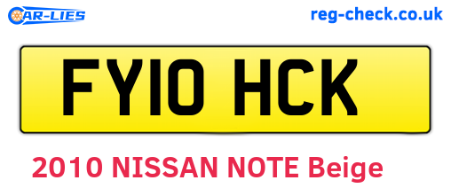 FY10HCK are the vehicle registration plates.