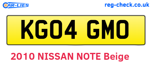 KG04GMO are the vehicle registration plates.
