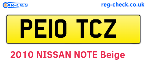 PE10TCZ are the vehicle registration plates.