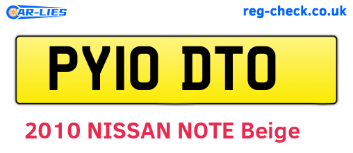 PY10DTO are the vehicle registration plates.