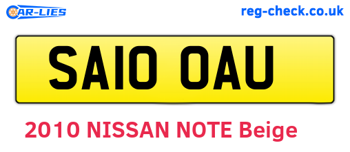 SA10OAU are the vehicle registration plates.